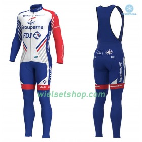 Fietskleding (Fietsshirt Lange Mouw + Lange Koersbroek) 2018 FDJ N001 Winter Thermal Fleece
